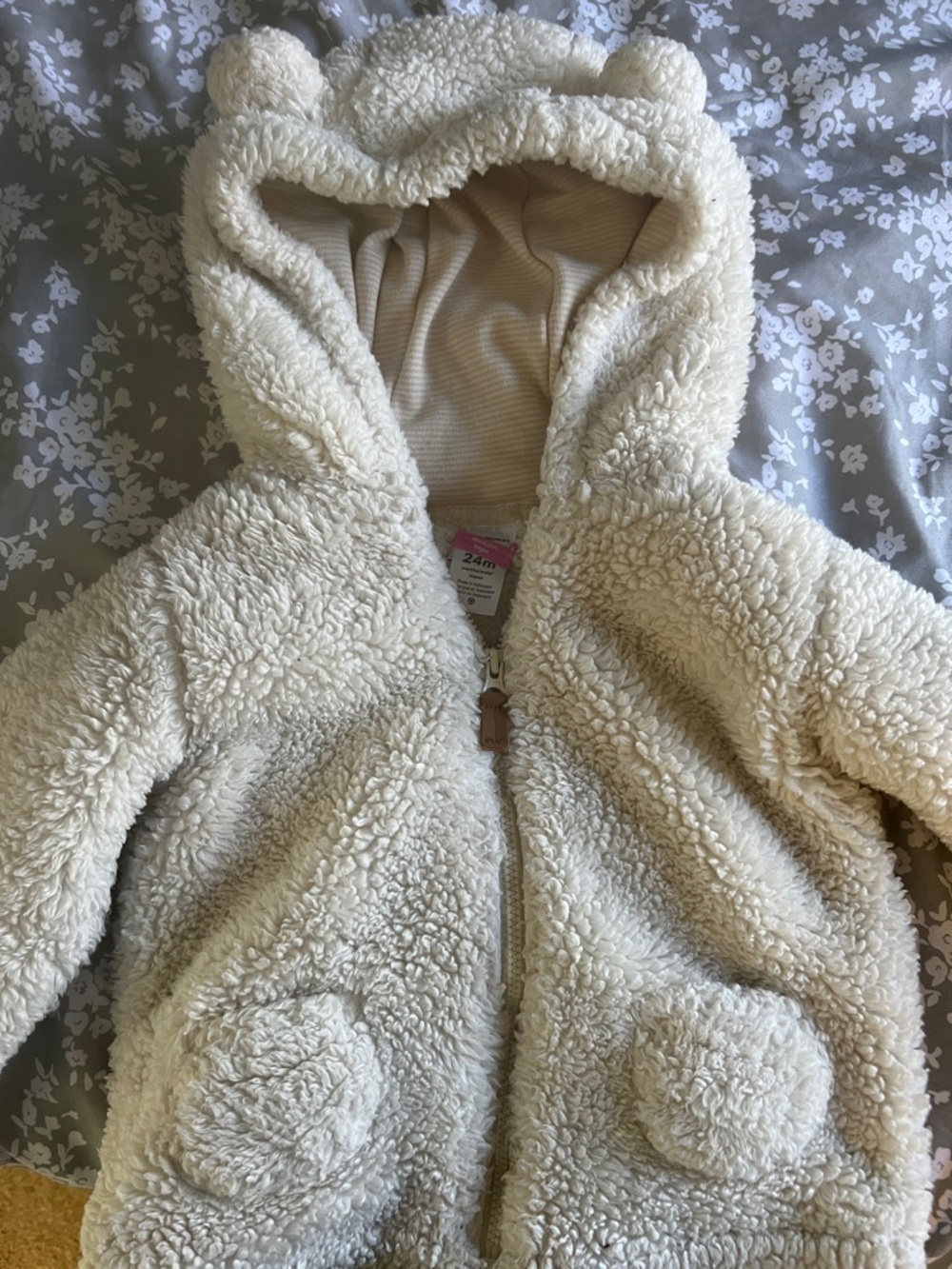 Carter's Cream Sherpa Hooded Baby Puffer with Ears